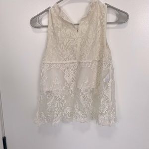 White lace crop top tank top